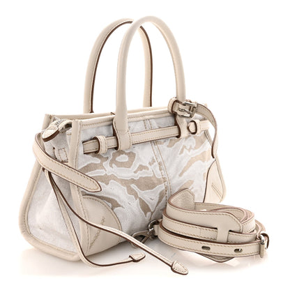 Linen Calfskin Triangle Mini Bonnie Hand Bag White