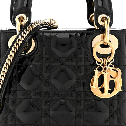 Patent Cannage Mini Lady Dior Black