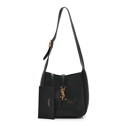 Grained Calfskin Baby Le 5 A 7 Supple Hobo Black