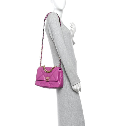 Lambskin Quilted Medium Chanel 19 Flap Purple