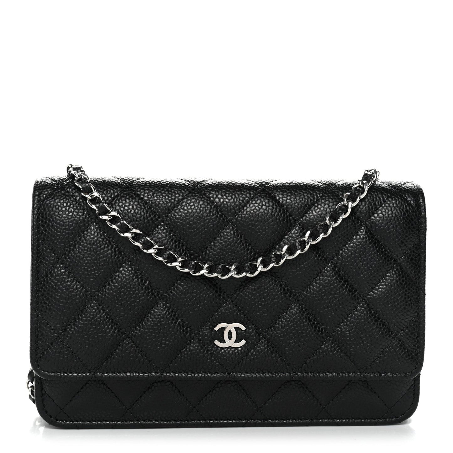 Caviar Quilted Wallet on Chain WOC Black