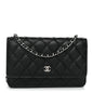 Caviar Quilted Wallet on Chain WOC Black