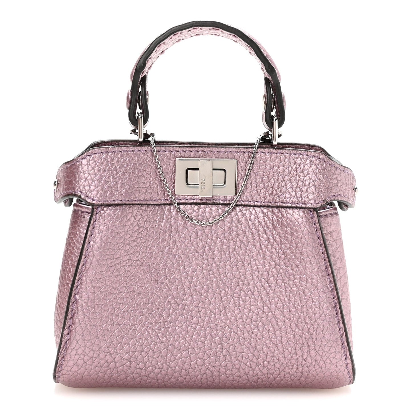 Metallic Cuoio Romano Selleria Nano Peekaboo Satchel Purple