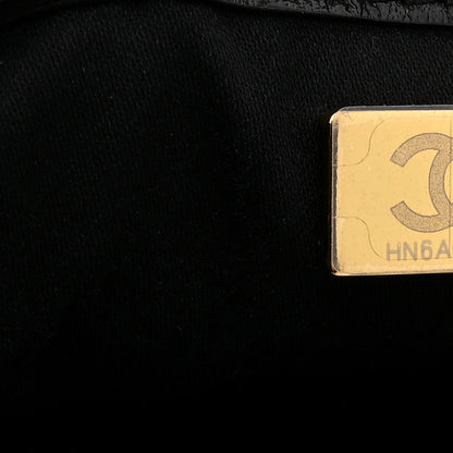 Shiny Crumpled Calfskin Quilted Small Chanel 25 Handbag Black