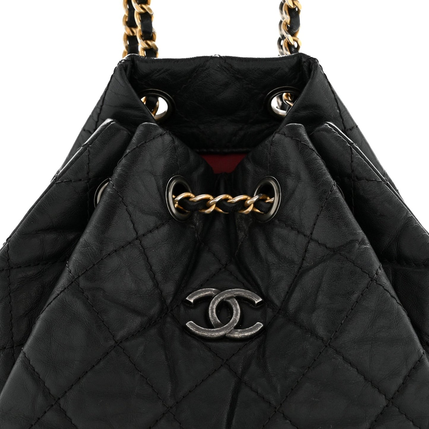 Aged Calfskin Quilted Small Gabrielle Backpack Black