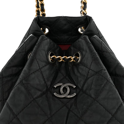 Aged Calfskin Quilted Small Gabrielle Backpack Black