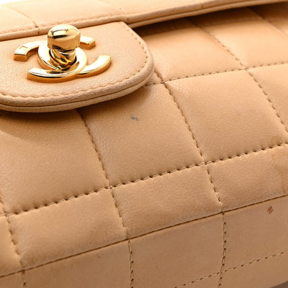 Lambskin East West Chocolate Bar Flap Beige