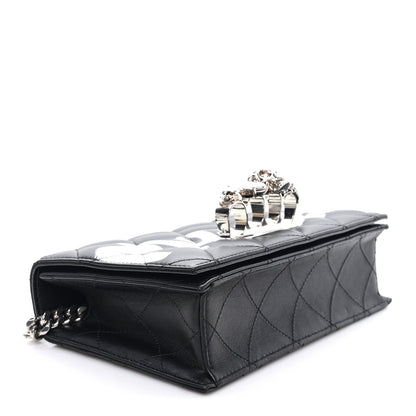 Calfskin Quilted Graffiti Knuckle Shoulder Bag Black