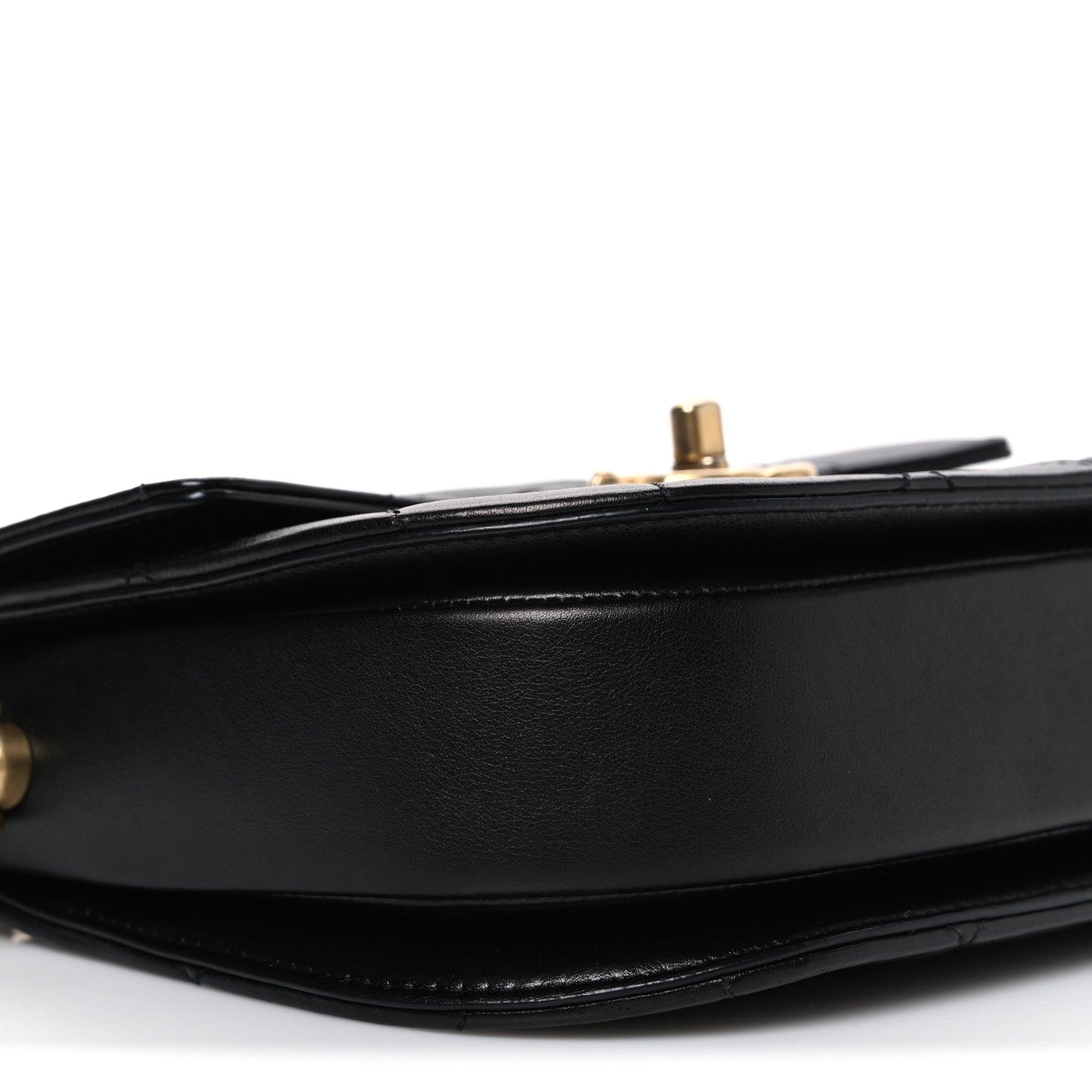 Calfskin Quilted Moon Messenger Black