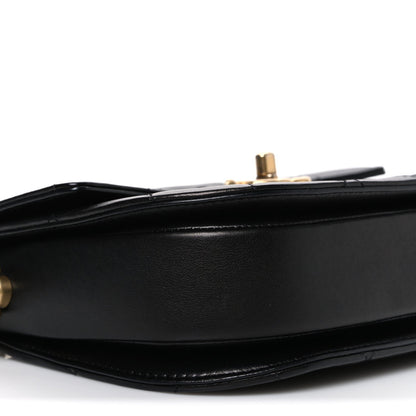 Calfskin Quilted Moon Messenger Black