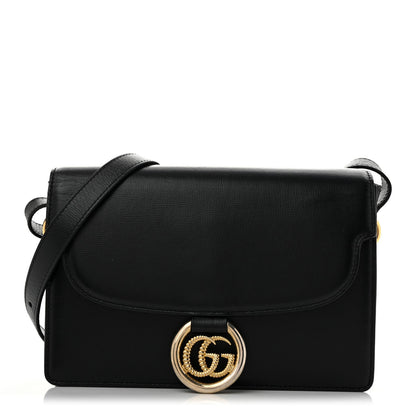 Textured Calfskin Small Torchon GG Ring Shoulder Bag Black