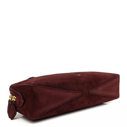 Suede Goatskin Teckel Clutch Rouge Grenat