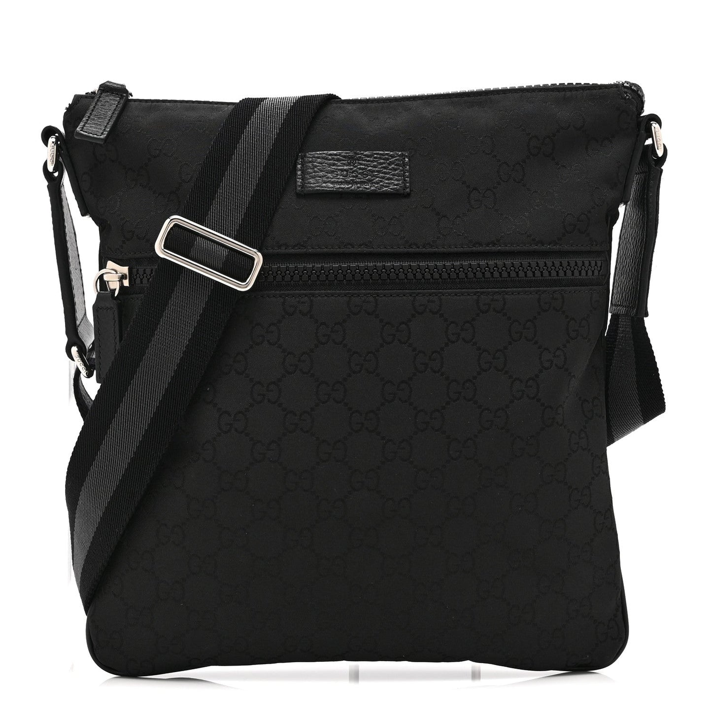 Nylon Monogram Small Flat Messenger Bag Black