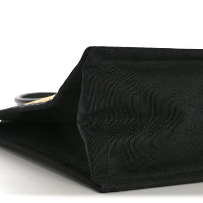Raffia Linen Calfskin Rive Gauche Tote Naturale Black