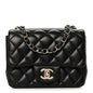 Lambskin Quilted Mini Square Flap Black