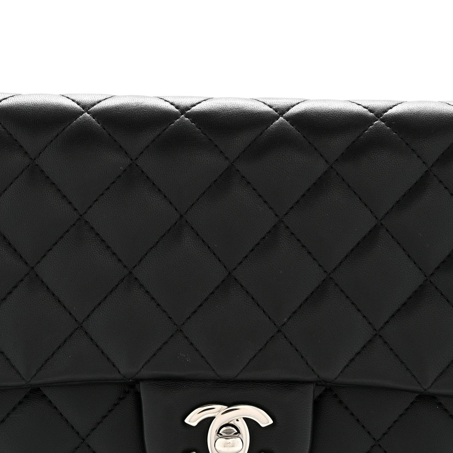 Lambskin Quilted Flap Clutch Black