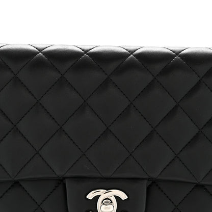 Lambskin Quilted Flap Clutch Black
