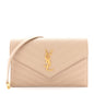 Grain De Poudre Matelasse Chevron Monogram Envelope Chain Wallet Dark Beige
