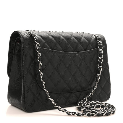 Caviar Quilted Jumbo Double Flap Black