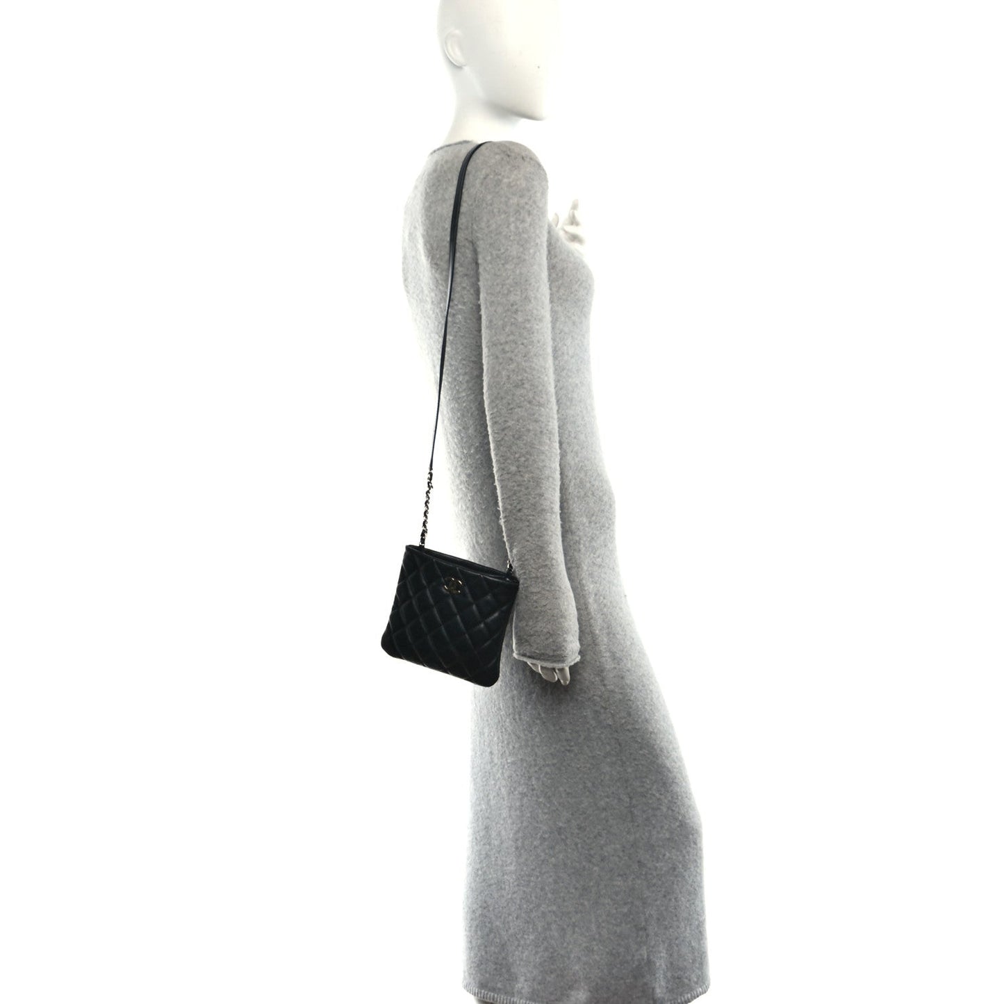 Calfskin Quilted Crossbody Bag Black