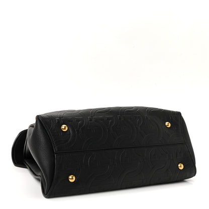 Calfskin Embossed Medium Margot Top Handle Satchel Black