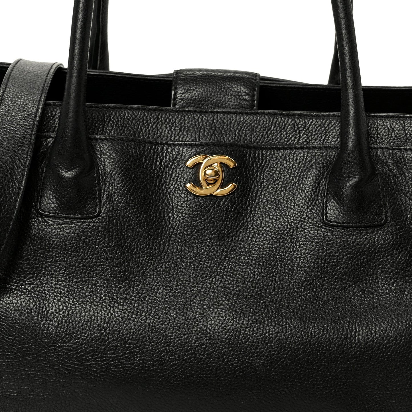 Calfskin Cerf Executive Shopper Tote Black