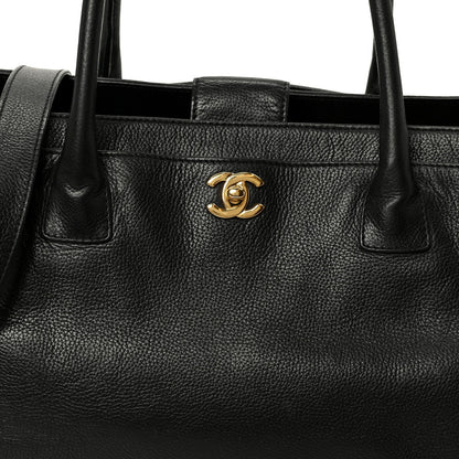Calfskin Cerf Executive Shopper Tote Black