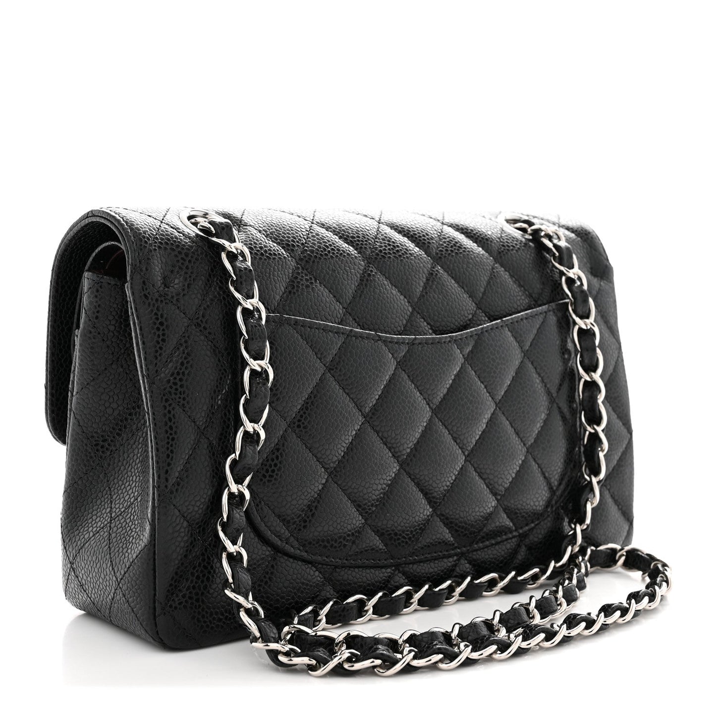 Caviar Quilted Small Double Flap Black