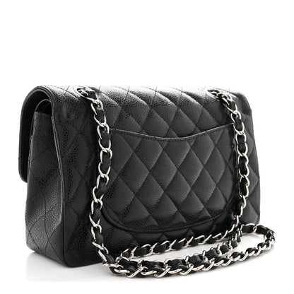 Caviar Quilted Small Double Flap Black