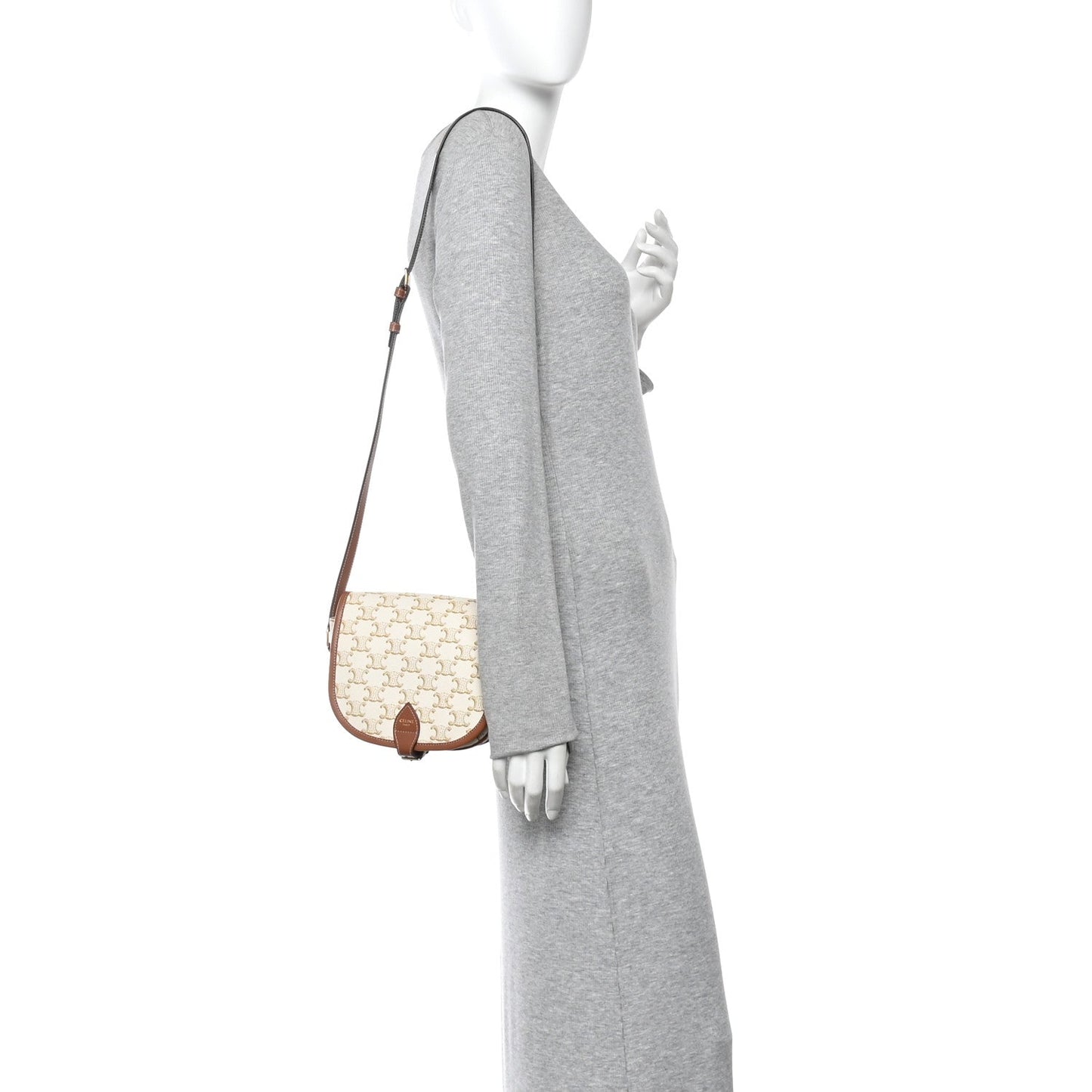 Triomphe Canvas Medium Folco Bag White