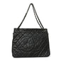 Glazed Calfskin Quilted CC XL Single Flap Black