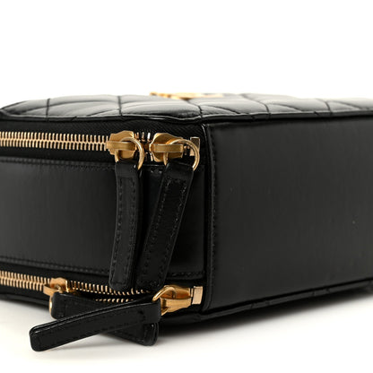 Shiny Calfskin Quilted Top Handle Vanity Black