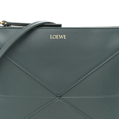 Shiny Calfskin Puzzle Fold Pouch Vetiver