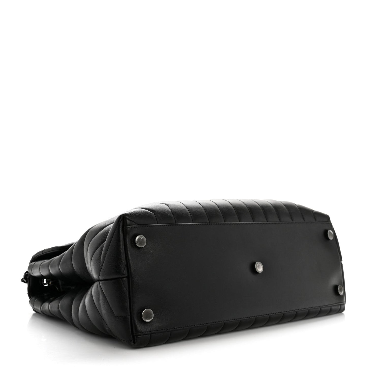 Calfskin Y Quilted Monogram Large Loulou Chain Satchel Black