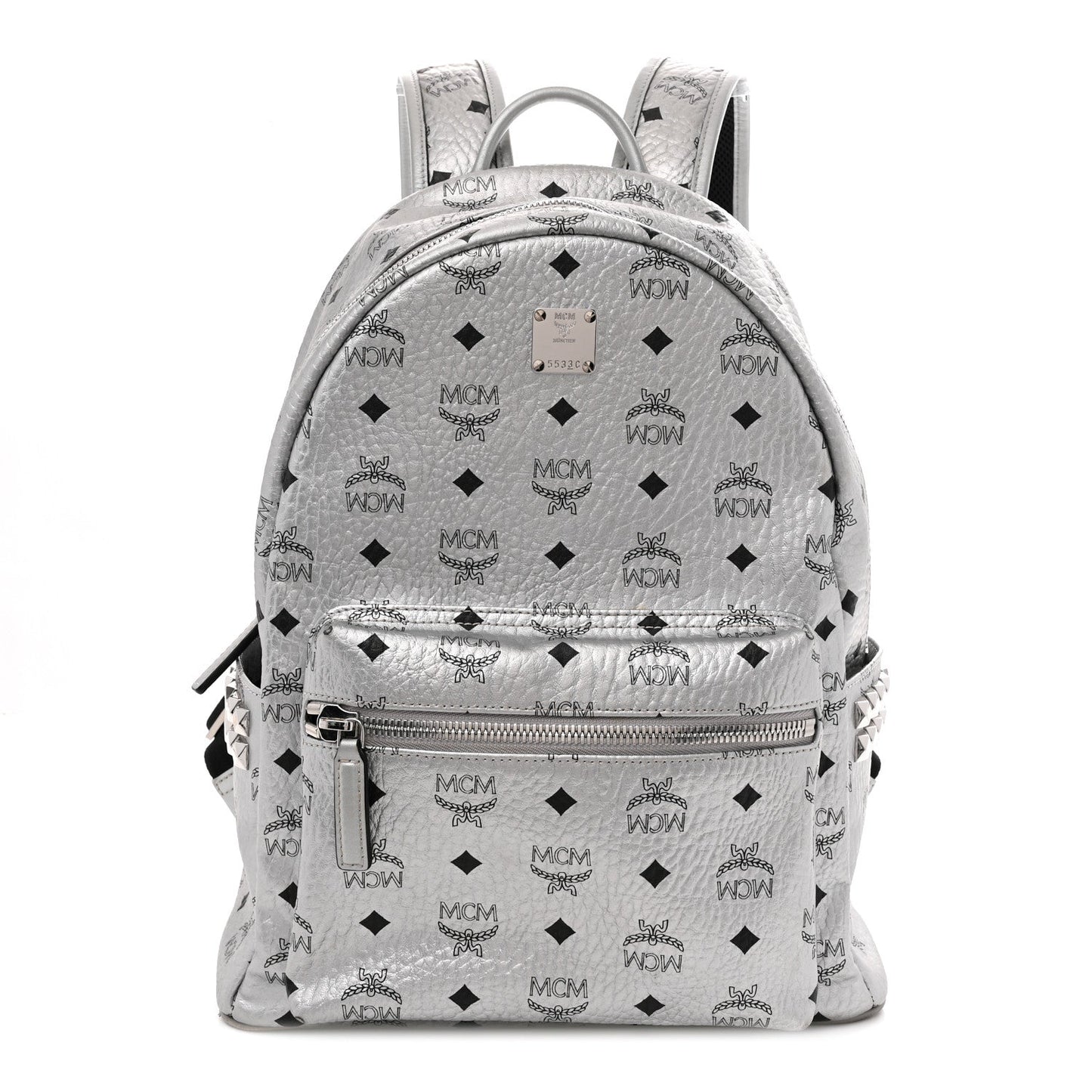 Metallic Visetos Medium Side Stud Stark Backpack Berlin Silver
