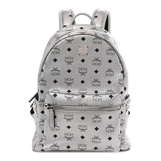 Metallic Visetos Medium Side Stud Stark Backpack Berlin Silver
