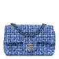 Tweed Quilted Mini Rectangular Flap Blue White