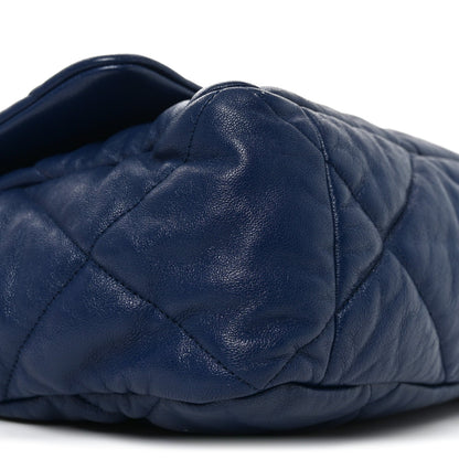 Goatskin Quilted Maxi Chanel 19 Flap Navy Blue