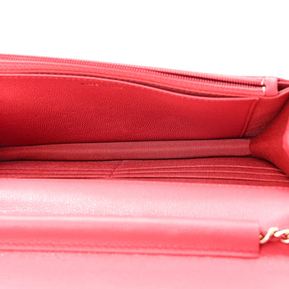 Caviar Quilted Wallet on Chain WOC Pink