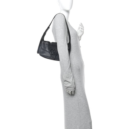 Goatskin Small GG Monochrome Aphrodite Shoulder Bag Black