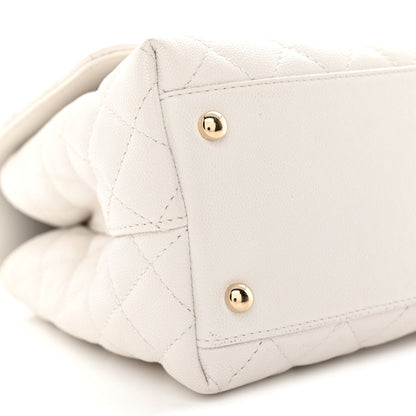 Caviar Quilted Small Coco Handle Flap White