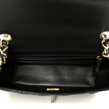 Lambskin Quilted Mini Rectangular Flap Black