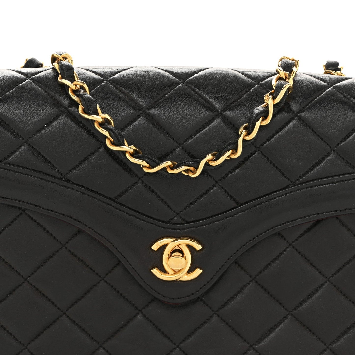 Lambskin Quilted Small Single Flap Black