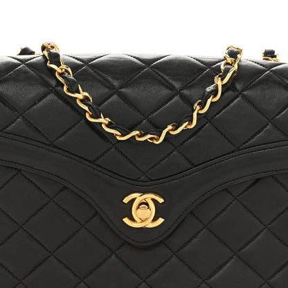 Lambskin Quilted Small Single Flap Black