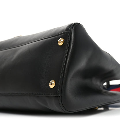 Calfskin Large Sylvie Top Handle Tote Black