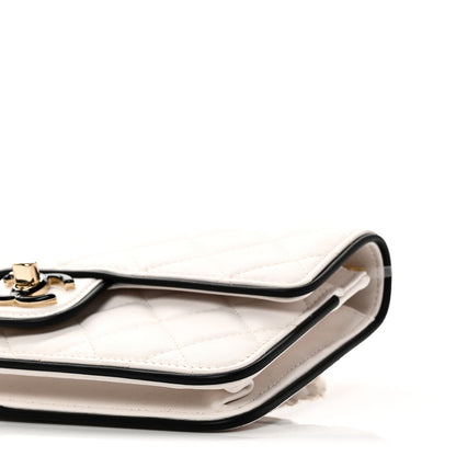 Lambskin Quilted Resin CC Mini Flap Bag White Black