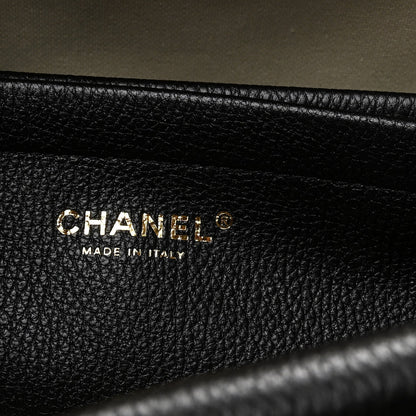 Grained Calfskin Stitched Urban Essentials Small Shopping Bag Black