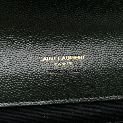 Grain De Poudre Textured Mixed Matelasse Triquilt Monogram Clutch Vert Fonce
