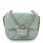 Caviar Quilted Mini Clutch With Chain Light Green