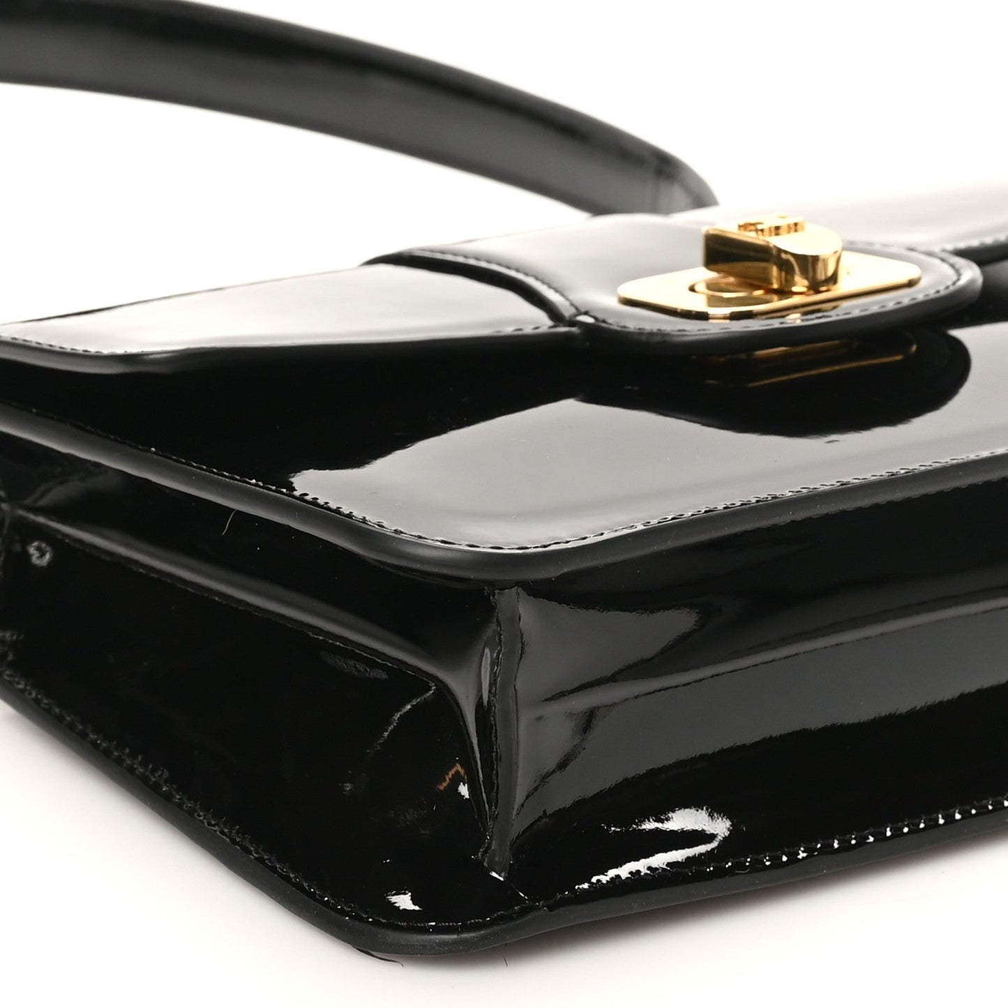 Patent Calfskin Teen Josephine Top Handle Bag Black